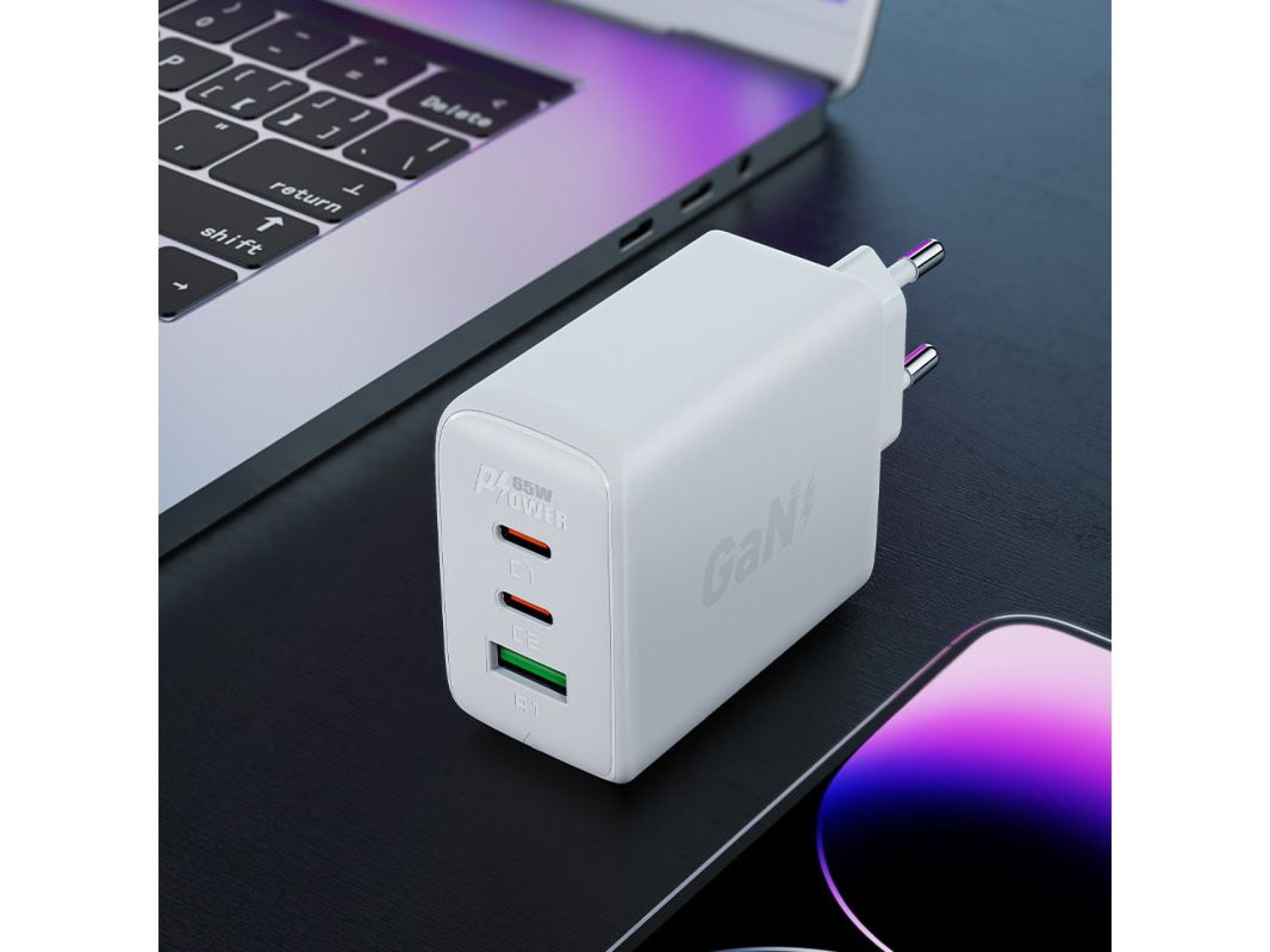 Acefast fast charger GaN (2xUSB-C / USB-A) PPS / PD / QC4+ 65W black (A41)