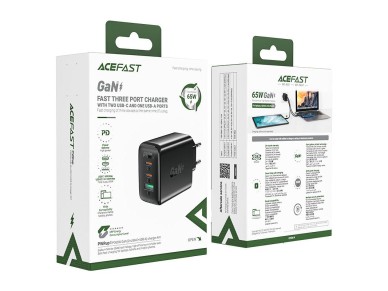 Acefast fast charger GaN (2xUSB-C / USB-A) PPS / PD / QC4+ 65W black (A41) Acefast fast charger GaN (2xUSB-C / USB-A) PPS / PD / QC4+ 65W black (A41)