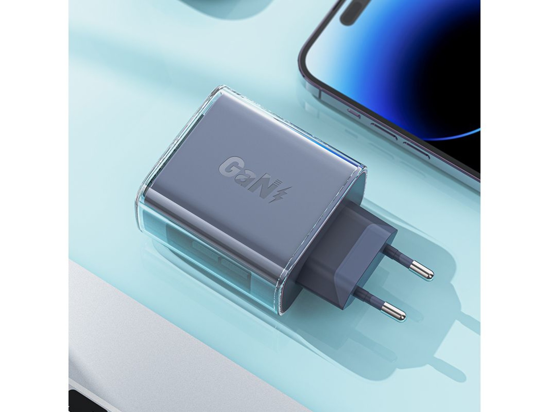 Carregador Acefast GaN 65W 3 portas (1x USB, 2x USB-C) roxo (A45)