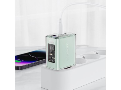 Acefast charger GaN 65W 3 ports (1xUSB, 2xUSB C) pink (A45) Acefast charger GaN 65W 3 ports (1xUSB, 2xUSB C) pink (A45)