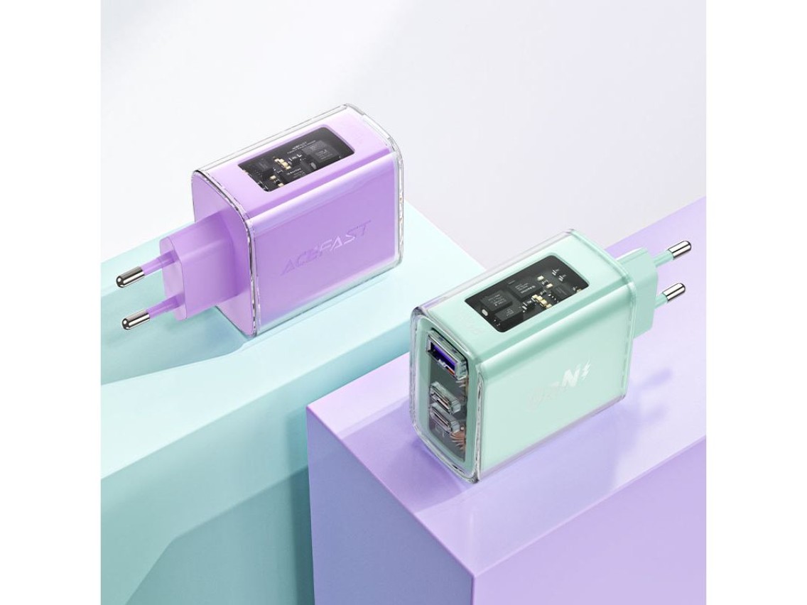 Acefast GaN charger 65W 3 ports (1xUSB, 2xUSB C) green (A45)