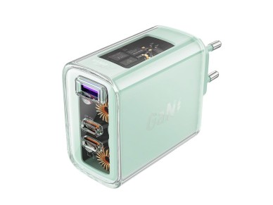 Carregador Acefast GaN 65W 3 portas (1x USB, 2x USB-C) verde (A45) Carregador Acefast GaN 65W 3 portas (1x USB, 2x USB-C) verde (A45)