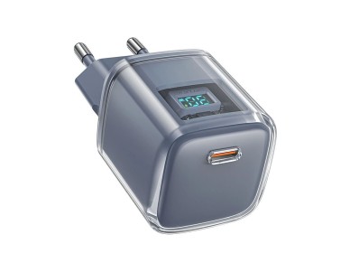 Cargador USB-C Acefast A53 PD de 30 W con tecnología GaN y pantalla - gris Cargador USB-C Acefast A53 PD de 30 W con tecnología GaN y pantalla - gris