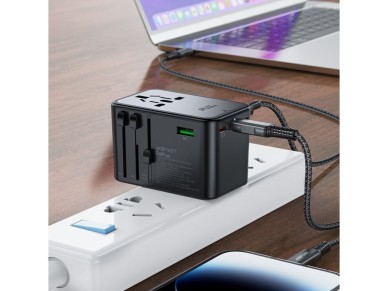 Adaptador de cargador de viaje Acefast Z1 GaN de 75 W PD con 3 puertos USB-C y 2 puertos USB-A - neg Adaptador de cargador de viaje Acefast Z1 GaN de 75 W PD con 3 puertos USB-C y 2 puertos USB-A - neg