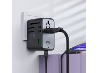 Acefast Z1 GaN 75W PD travel charger adapter 3x USB-C 2x USB-A - black Acefast Z1 GaN 75W PD travel charger adapter 3x USB-C 2x USB-A - black