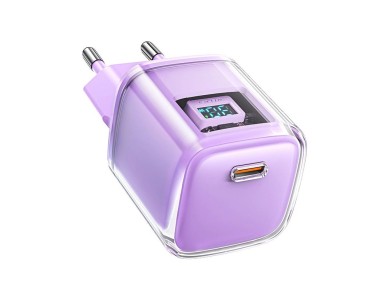 Carregador Acefast A53 PD 30W GaN USB-C com visor - roxo Carregador Acefast A53 PD 30W GaN USB-C com visor - roxo