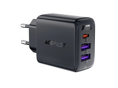Acefast A57 PD 35W GaN charger 2 x USB-A + USB-C with 3 ports - black Acefast A57 PD 35W GaN charger 2 x USB-A + USB-C with 3 ports - black