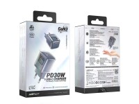Carregador Acefast A53 PD 30W GaN USB-C com visor - cinza Carregador Acefast A53 PD 30W GaN USB-C com visor - cinza