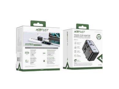 Adaptador de cargador de viaje Acefast Z1 GaN de 75 W PD con 3 puertos USB-C y 2 puertos USB-A - neg Adaptador de cargador de viaje Acefast Z1 GaN de 75 W PD con 3 puertos USB-C y 2 puertos USB-A - neg