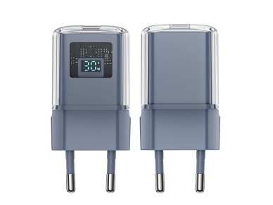 Cargador USB-C Acefast A53 PD de 30 W con tecnología GaN y pantalla - gris Cargador USB-C Acefast A53 PD de 30 W con tecnología GaN y pantalla - gris