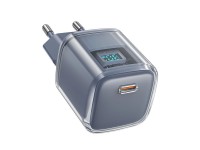 Carregador Acefast A53 PD 30W GaN USB-C com visor - cinza Carregador Acefast A53 PD 30W GaN USB-C com visor - cinza