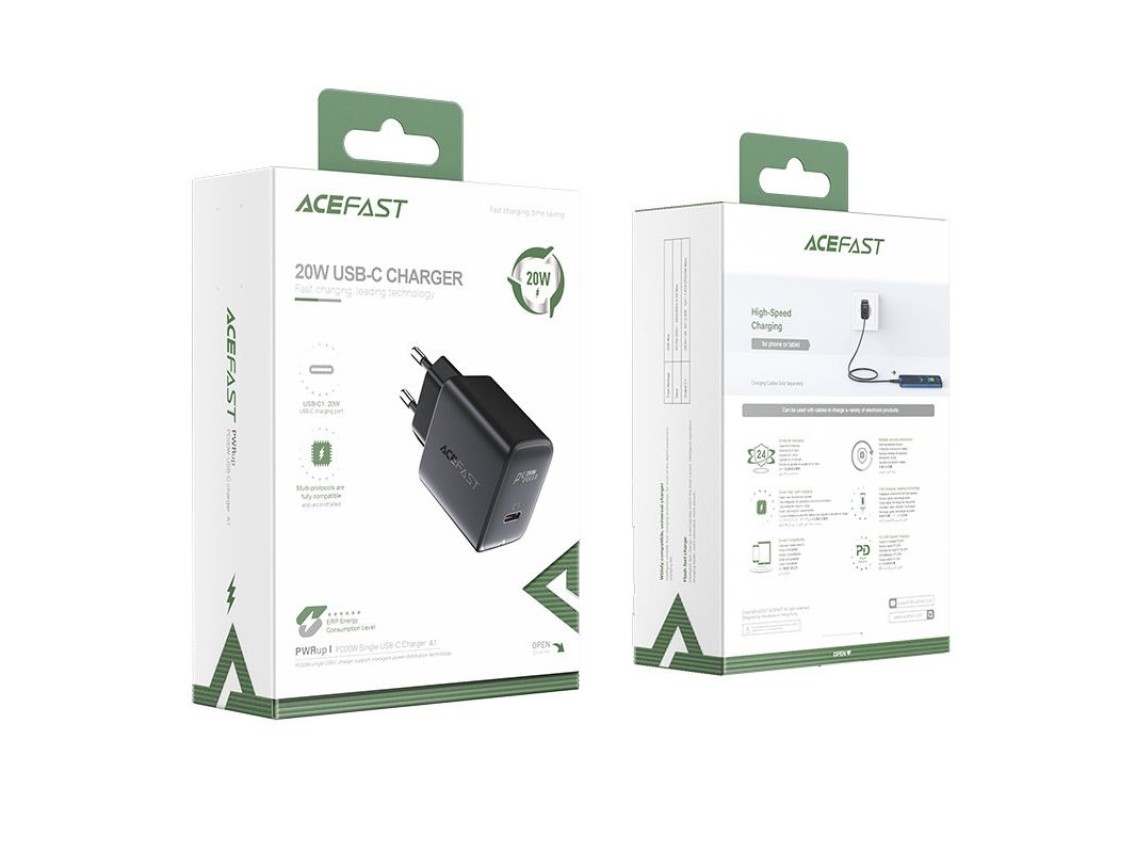 Acefast fast USB Type C 20W Power Delivery charger black (A1 EU black)