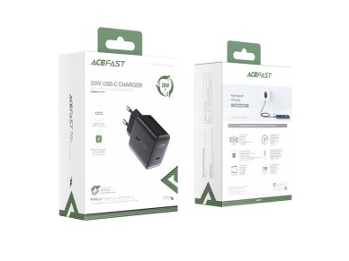 Carregador Acefast USB Tipo C Power Delivery de 20W, preto (A1 EU preto)