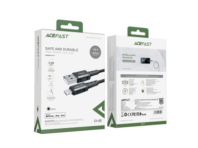 Cabo Acefast MFI USB - Lightning 1,2 m, 2,4 A preto (C1-02 preto)