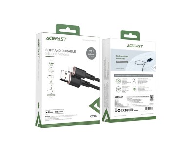 Acefast cable MFI USB - Lightning 1.2m, 2.4A black (C2-02 black) Acefast cable MFI USB - Lightning 1.2m, 2.4A black (C2-02 black)