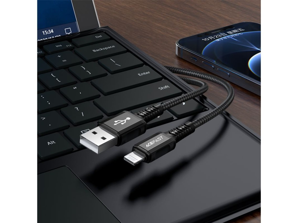 Cable Acefast MFI USB - Lightning 1,2 m, 2,4 A negro (C1-02 negro)