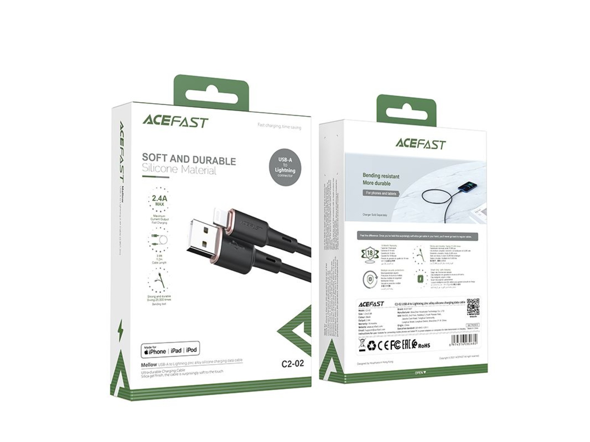 Acefast cable MFI USB - Lightning 1.2m, 2.4A black (C2-02 black)