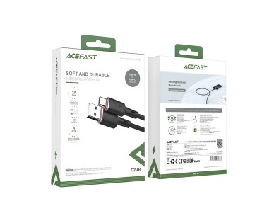 Cable USB Acefast - USB Tipo C 1,2 m, 3 A negro (C2-04 negro) Cable USB Acefast - USB Tipo C 1,2 m, 3 A negro (C2-04 negro)