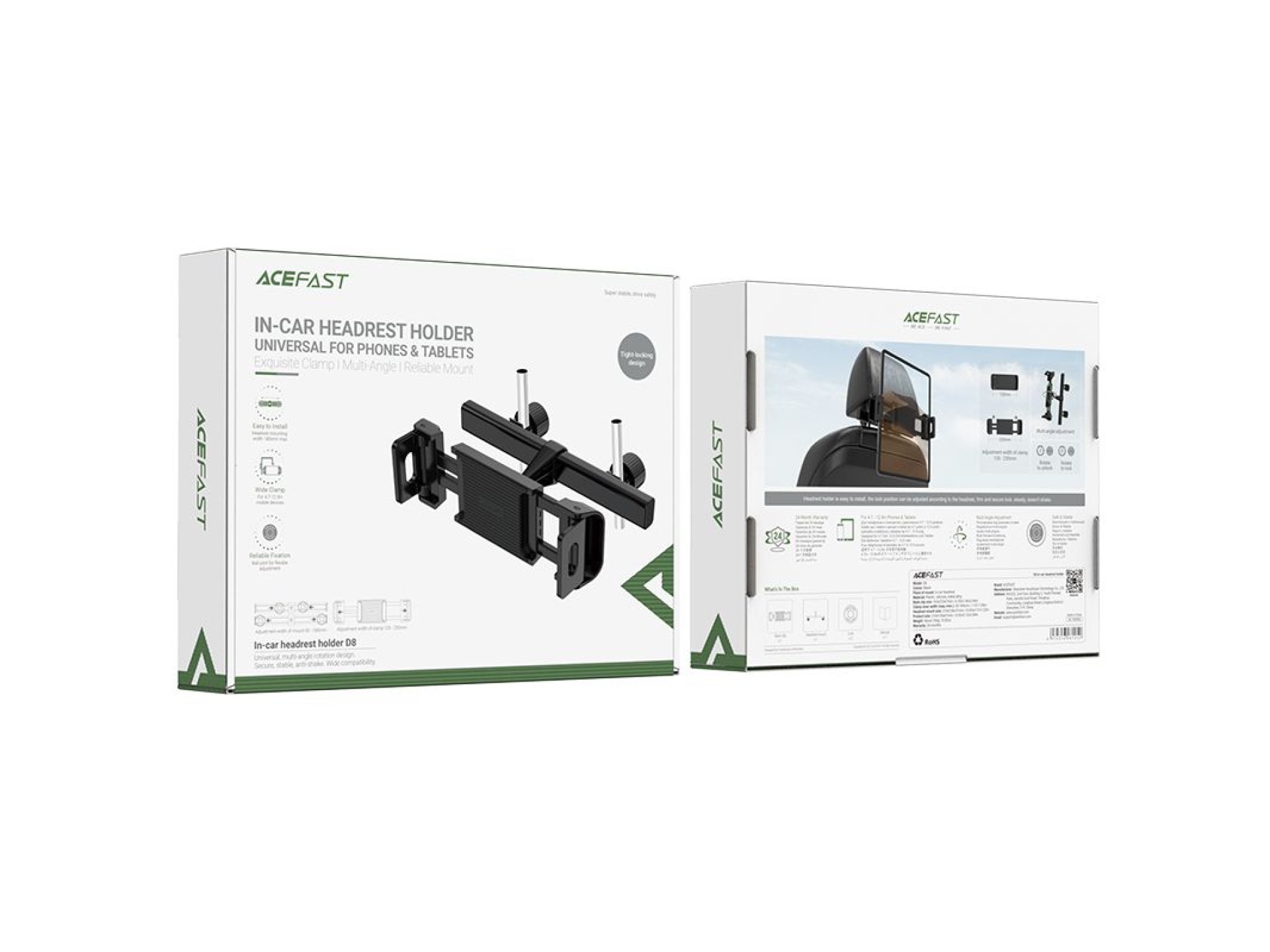 Suporte Acefast para encosto de cabeça de carro para celular e tablet (135-230 mm de largura) preto
