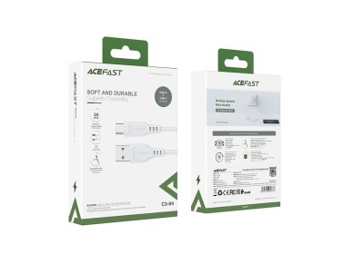 Acefast USB cable - USB Type C 1.2m, 3A white (C3-04 white) Acefast USB cable - USB Type C 1.2m, 3A white (C3-04 white)