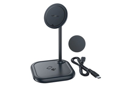 Carregador sem fio Acefast Qi de 15 W para iPhone (com MagSafe) e suporte magnético para AirPods da Carregador sem fio Acefast Qi de 15 W para iPhone (com MagSafe) e suporte magnético para AirPods da