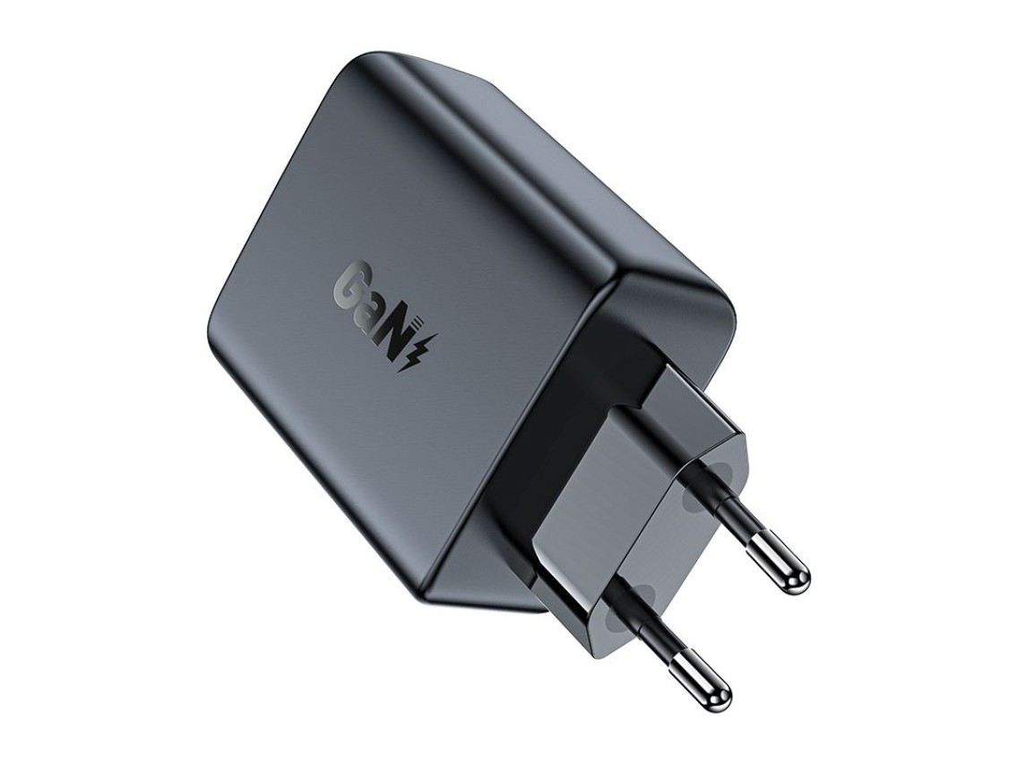 Cargador Acefast A29 PD50W GaN (USB-C + USB-C) de doble puerto, color negro.
