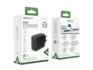 Acefast A29 PD50W GaN (USB-C + USB-C) dual port charger black Acefast A29 PD50W GaN (USB-C + USB-C) dual port charger black