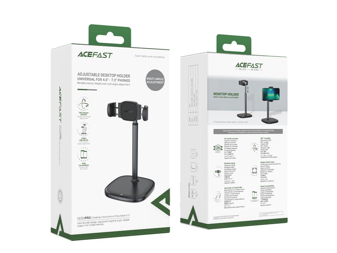 Soporte telescópico para teléfono Acefast negro (E12)