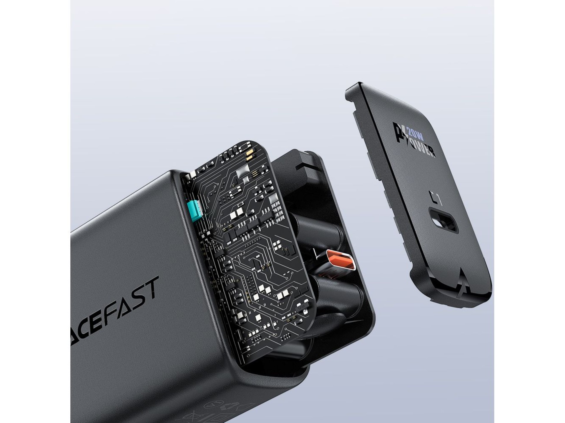 Carregador Acefast USB Tipo C Power Delivery de 20W, preto (A1 EU preto)