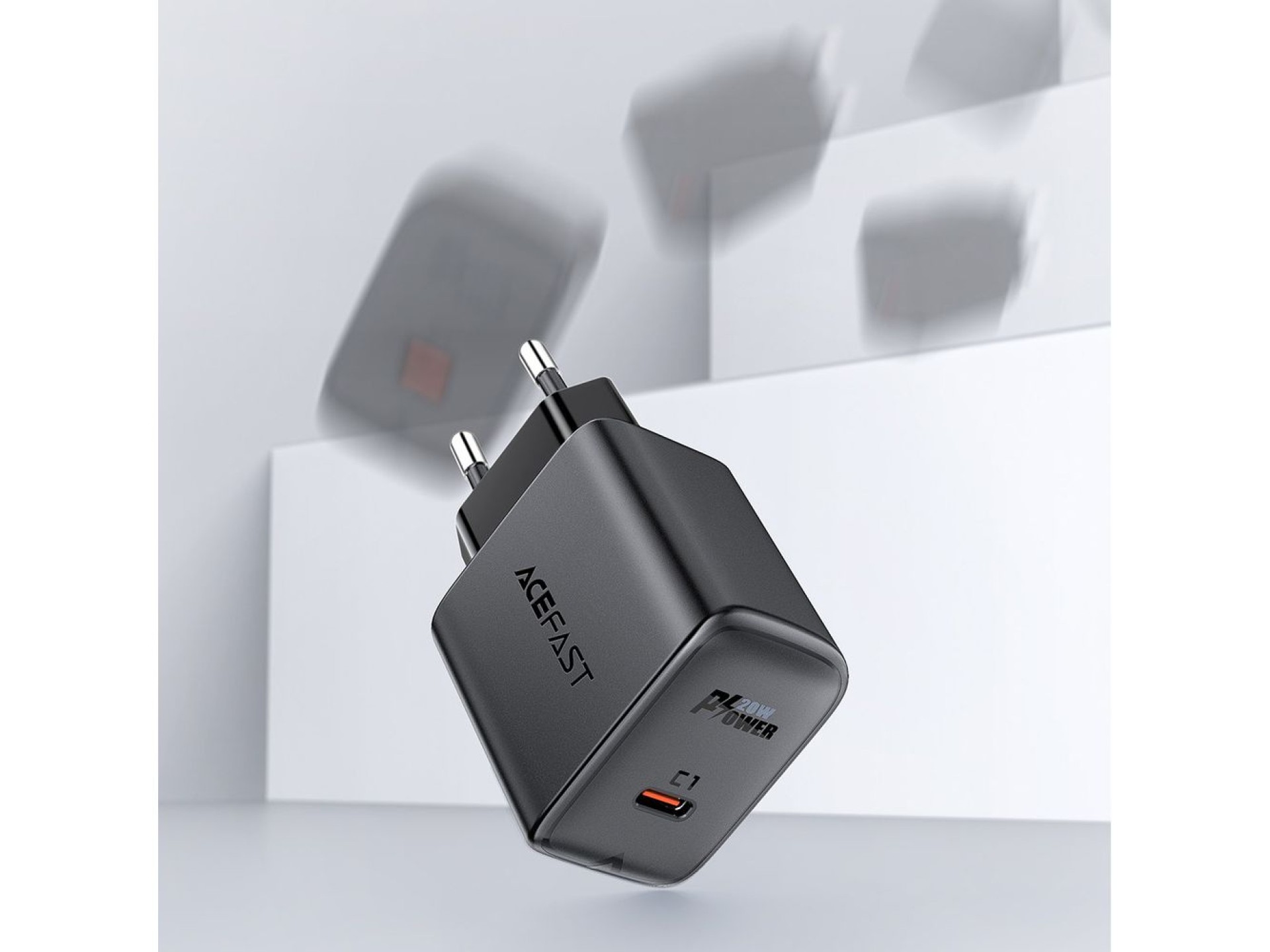 Carregador Acefast USB Tipo C Power Delivery de 20W, preto (A1 EU preto)