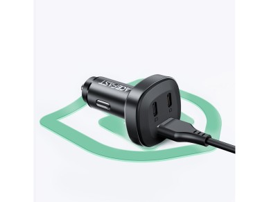 Cargador de coche Acefast de 66 W, 2 puertos USB tipo C/USB, PPS, Power Delivery, Quick Charge 4.0, 