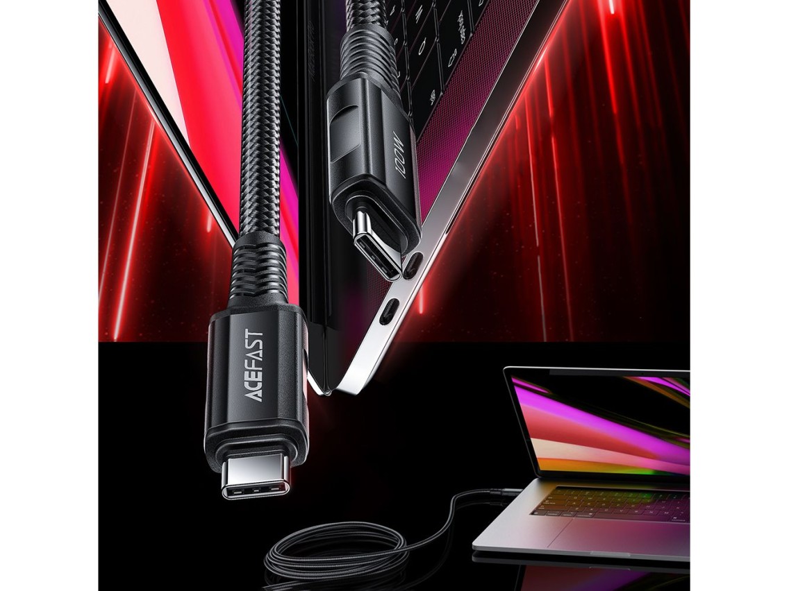 Cabo Acefast C4-03 Preto USB-C - USB-C PD QC 100W 5A 480Mb/s 2m - preto