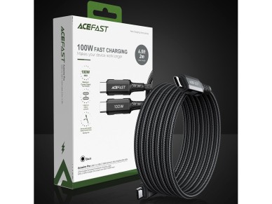 Acefast C4-03 Black USB-C - USB-C PD QC cable 100W 5A 480Mb/s 2m - black Acefast C4-03 Black USB-C - USB-C PD QC cable 100W 5A 480Mb/s 2m - black