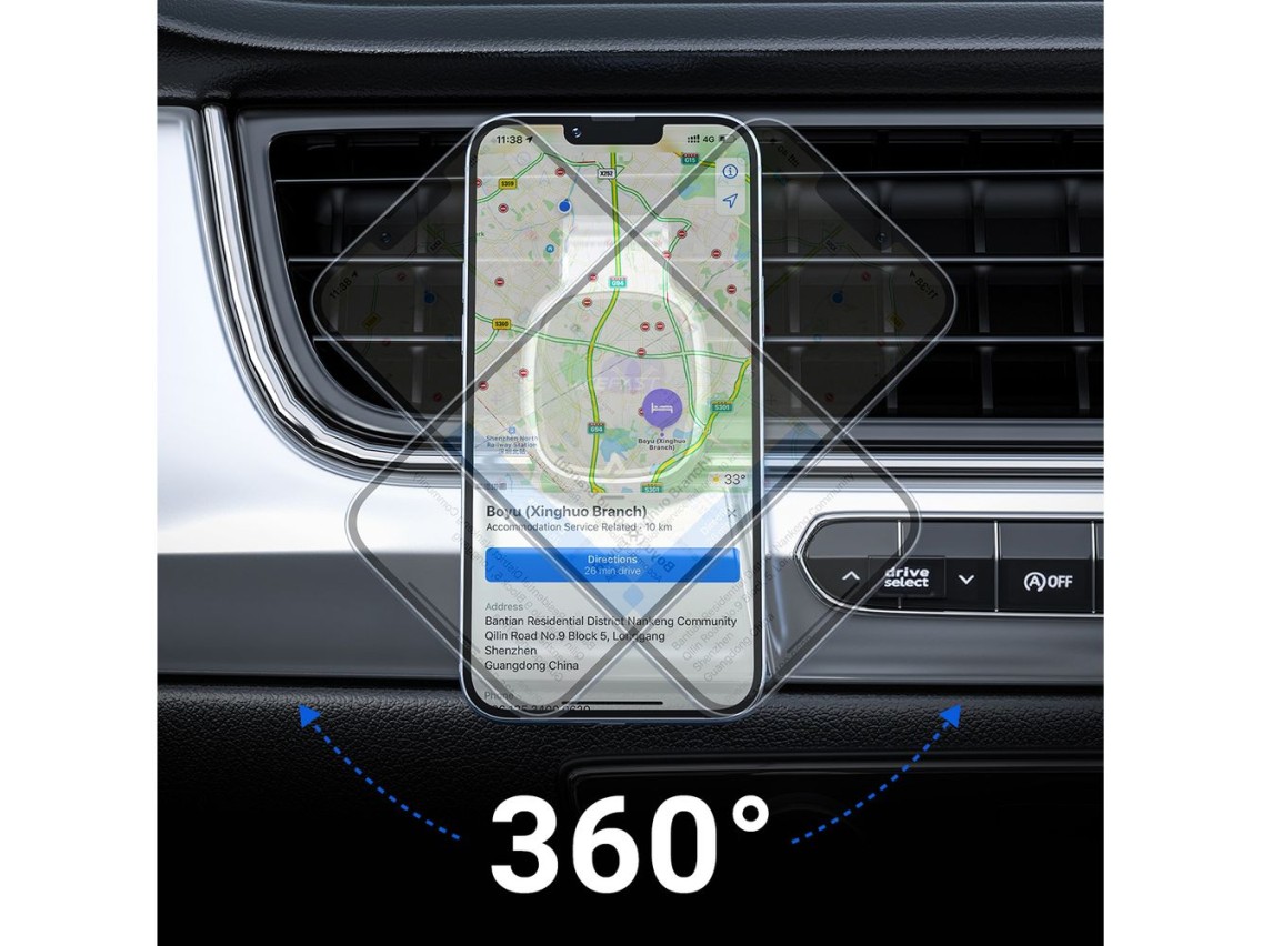 Soporte magn�tico para rejilla de ventilaci�n de coche Acefast D16 - No requiere MagSafe - Gris