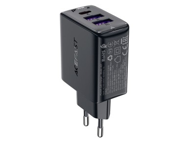 Acefast A57 PD 35W GaN charger 2 x USB-A + USB-C with 3 ports - black Acefast A57 PD 35W GaN charger 2 x USB-A + USB-C with 3 ports - black