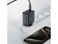 Carregador Acefast A57 PD 35W GaN com 2 portas USB-A + USB-C e 3 portas adicionais - preto Carregador Acefast A57 PD 35W GaN com 2 portas USB-A + USB-C e 3 portas adicionais - preto
