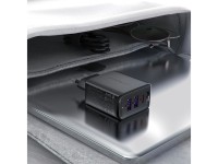 Carregador Acefast A57 PD 35W GaN com 2 portas USB-A + USB-C e 3 portas adicionais - preto Carregador Acefast A57 PD 35W GaN com 2 portas USB-A + USB-C e 3 portas adicionais - preto