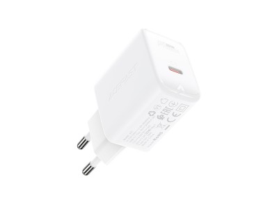 Acefast charger GaN USB Type C 30W, PD, QC 3.0, AFC, FCP white (A21 white)