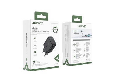 Acefast GaN USB Type-C 30W charger, PD, QC 3.0, AFC, FCP black (A21 black) Acefast GaN USB Type-C 30W charger, PD, QC 3.0, AFC, FCP black (A21 black)