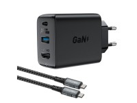 Acefast 2in1 charger GaN 65W USB Type C / USB, adapter HDMI adapter 4K 60Hz (set with cable) black ( Acefast 2in1 charger GaN 65W USB Type C / USB, adapter HDMI adapter 4K 60Hz (set with cable) black (