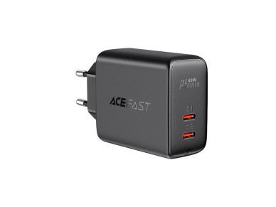 Acefast charger 2x USB Type C 40W, PPS, PD, QC 3.0, AFC, FCP black (A9 black) Acefast charger 2x USB Type C 40W, PPS, PD, QC 3.0, AFC, FCP black (A9 black)