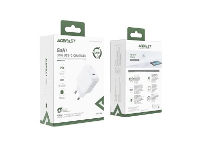 Acefast charger GaN USB Type C 30W, PD, QC 3.0, AFC, FCP white (A21 white)