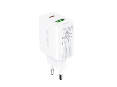 Cargador de pared Acefast USB Tipo C / USB 20W, PPS, PD, QC 3.0, AFC, FCP blanco (A25 blanco) Cargador de pared Acefast USB Tipo C / USB 20W, PPS, PD, QC 3.0, AFC, FCP blanco (A25 blanco)