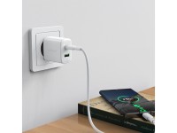 Carregador de parede Acefast USB Tipo C / USB 20W, PPS, PD, QC 3.0, AFC, FCP branco (A25 branco) Carregador de parede Acefast USB Tipo C / USB 20W, PPS, PD, QC 3.0, AFC, FCP branco (A25 branco)