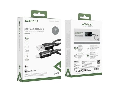 Acefast MFI USB - Lightning cable 1.8m, 2.4A black (C4-02 A Black)