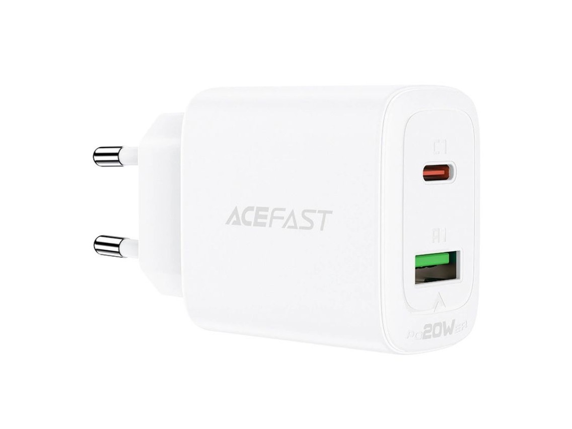 Carregador de parede Acefast USB Tipo C / USB 20W, PPS, PD, QC 3.0, AFC, FCP branco (A25 branco)