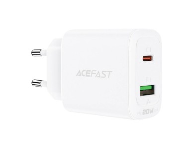 Carregador de parede Acefast USB Tipo C / USB 20W, PPS, PD, QC 3.0, AFC, FCP branco (A25 branco) Carregador de parede Acefast USB Tipo C / USB 20W, PPS, PD, QC 3.0, AFC, FCP branco (A25 branco)