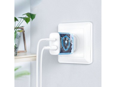 Carregador de parede Acefast USB Tipo C / USB 20W, PPS, PD, QC 3.0, AFC, FCP branco (A25 branco) Carregador de parede Acefast USB Tipo C / USB 20W, PPS, PD, QC 3.0, AFC, FCP branco (A25 branco)