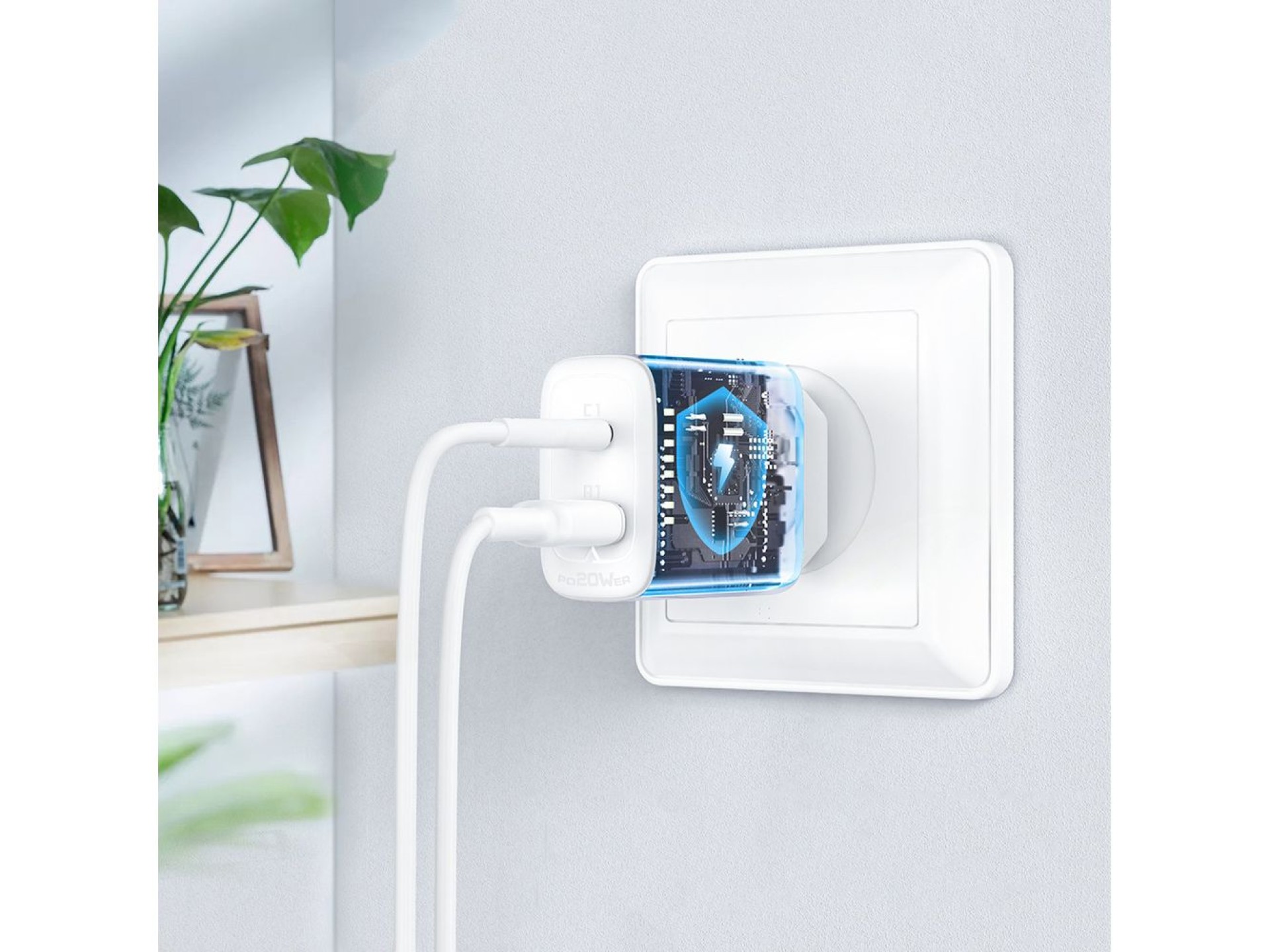 Carregador de parede Acefast USB Tipo C / USB 20W, PPS, PD, QC 3.0, AFC, FCP branco (A25 branco)