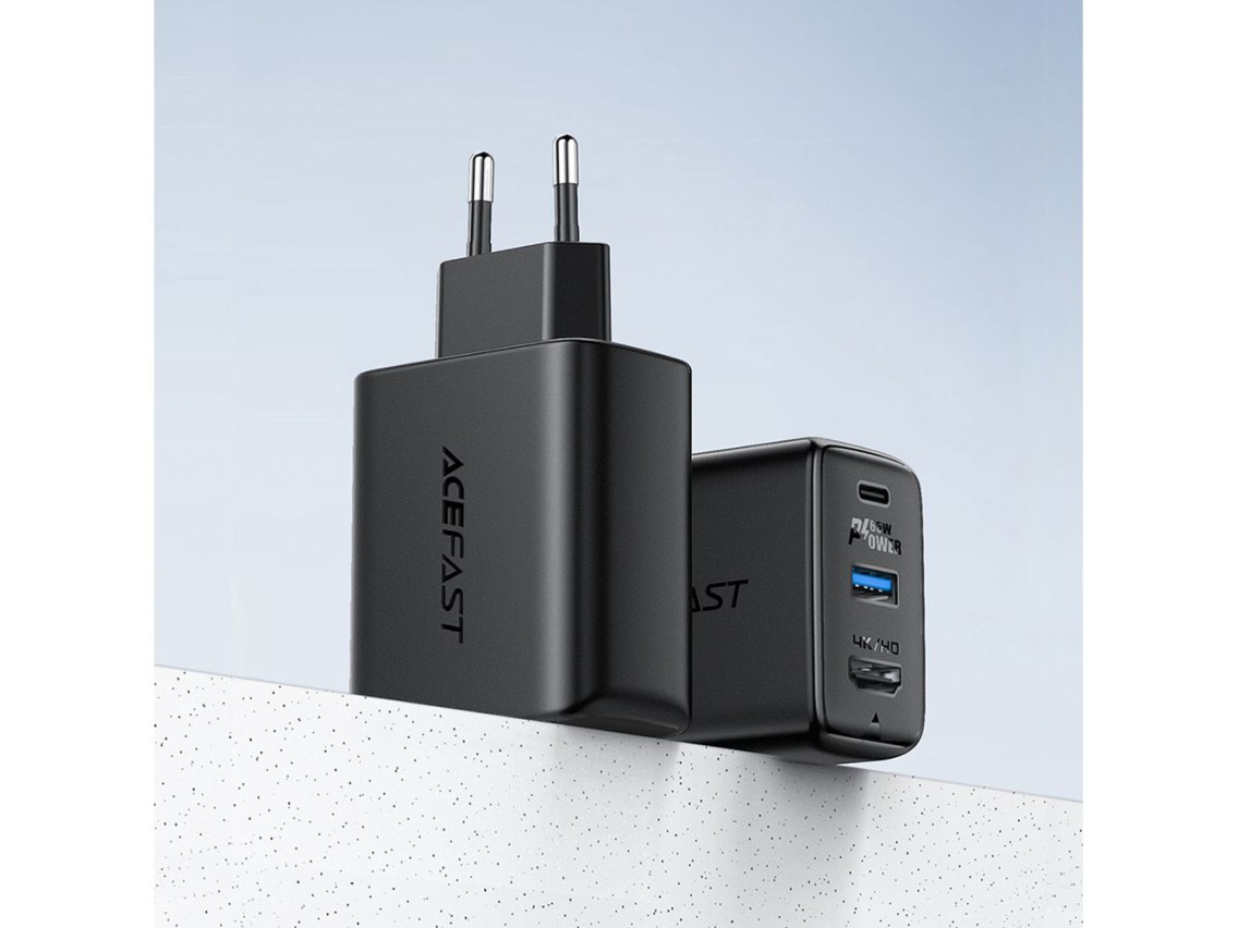 Carregador Acefast 2 em 1 GaN 65W USB Tipo C / USB, adaptador adaptador HDMI 4K @ 60Hz (conjunto com